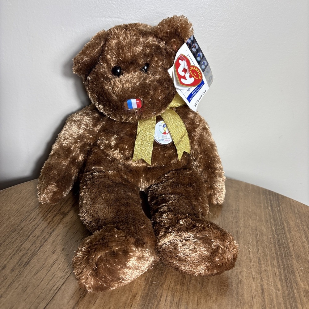 2002 FIFA World Cup Soccer Korea Japan Ty  Beanie Buddy Bear France